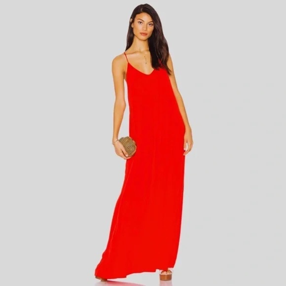 Red Spaghetti Strap Sundress Maxi NWT - Picture 1 of 6